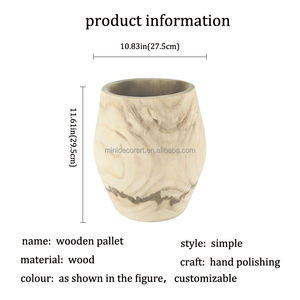 مزهرية خشبية ريفية عتيقة بطول 10.83 بوصة، مصنوعة يدويًا وصديقة للبيئة، مناسبة للزهور المجففة وديكور النحت الخشبي - Product Image 3