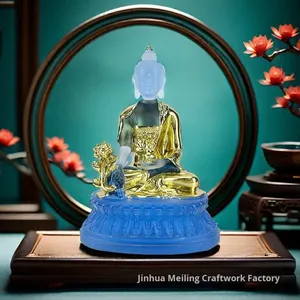 Médecine <span class=keywords><strong>Bouddha</strong></span> Statue Eau Glacée Plaqué Or Résine Ornement Artisanat pour La Maison Salon <span class=keywords><strong>Bouddha</strong></span> Hall Dropshipping One Piece - Product Image 2