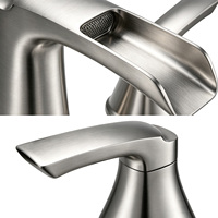 Robinet de salle de bain en acier inoxydable à double poignée, mitigeur chaud/froid, robinets durables chromés pour lavabo