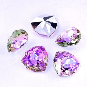Strass triangulaire épais OLeeya en verre K9, 12 mm, avec dos en feuille, cristal coloré bleu violet clair, pour robe de mariée - Product Image 5