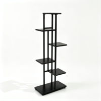 Étagère de rangement multi-niveaux en fer noir robuste et minimaliste pour salle de bain, épices, maison, salon, balcon, bureau, usage commercial