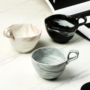 Tasse en céramique de luxe personnalisée de 300ml <span class=keywords><strong>peinture</strong></span> de paysage chinois motif marbre noir tasses à café et thé - Product Image 1