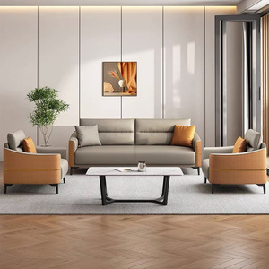 Conjunto de Sofá y Mesa de Centro para Oficina, Estilo Nórdico Minimalista, Tres Plazas, Cuero PU Resistente, para Recepción de Oficina y Espacios Comerciales - Product Image 2