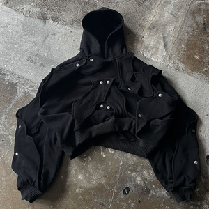 <span class=keywords><strong>Felpa</strong></span> con Cappuccio da Uomo DIZNEW, Personalizzabile, Alta Qualità, Lavaggio Nero, 500 Gsm, Stile Baggy - Product Image 3