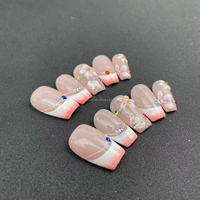 Método de mezcla de uñas prensadas a mano pura Talla francesa Estilo de flor pequeña Fábrica reutilizable de alta calidad al por mayor