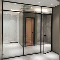 Panneau de séparation mural en verre, partition de bureau mobile étanche, avec séparation de porte pivotant, diviseur de pièce pour bureau