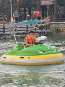 Bateau tamponneur électrique d'extérieur avec son surround musical 3D, lumières colorées et pistolet à eau, pour usage domestique adulte - Product Image 1