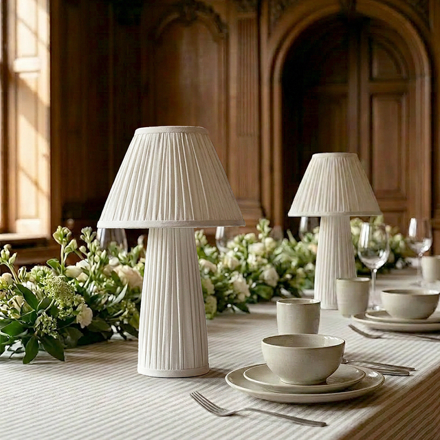 2700K Wedding Ecorate Rechargeable Fabrics Table Lamp Adjustable Optical Antique Advanced Restaurant Table Lamp