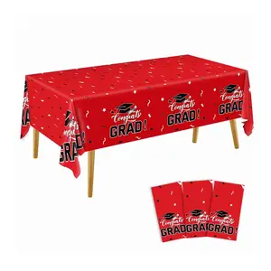 Factory Custom Gongrats Grad Table Covers Graduation Decorations Class Party Supplies Disposable Plastic Table Cloths