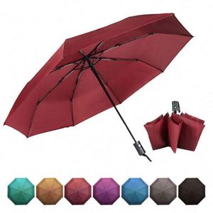 Parapluie pliable double couche de haute qualité, pliable en 3 sections, pare-soleil, coupe-vent, protection UV, avec impression de logo - Product Image 6