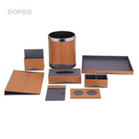 Ensemble de bureau en cuir véritable sur mesure pour hôtel de luxe en Arabie Saoudite, accessoires de luxe pour hôtel étoilé