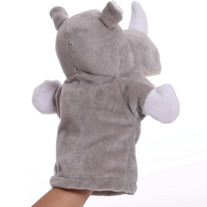 7846 Adorable peluche Animal rhinocéros marionnettes à main jouets avec <span class=keywords><strong>bouche</strong></span> ouverte pour jeu de rôle préscolaire contes peluche rhinocéros marionnette - Product Image 3