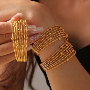 Wholesale Beads Charm <b>Mens</b> Stainless Steel <b>Men</b> Bracelet Gold Plated Chunky Layer Rope Bracelet - Product Image 4