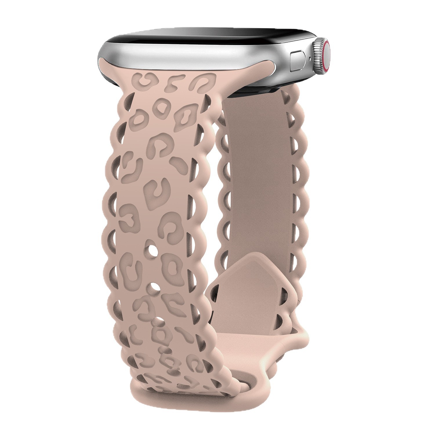 UPro Soft Watch Strap for Watch Series 9 8 7 6 Leopard Print Pattern Sport Breathable Silicone Butterfly Buckle Private