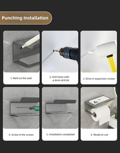 浴室纸巾架浴室搁板卫生纸卷纸放手机挂架壁挂式厨房储物壁架 - Product Image 6