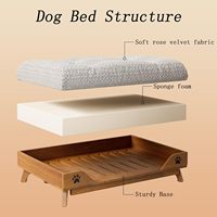 Eostbe Lit pour chien surélevé en bois de pin et polyester, style moderne du milieu du siècle, coussin doux lavable, durable pour animaux de compagnie de taille moyenne et grande (150 lb)