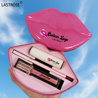 Grosir Set Lipstik 3 in 1 Pelembap Vegan Tahan Air, Kit Lipgloss Krim Lip Liner Dengan Kemasan Bibir Merah Label Pribadi