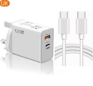 Adaptador rápido de 120W, <span class=keywords><strong>cargador</strong></span> de pared + Cable PD, Puerto USB de W, Puerto USB, UE, EE. UU., Reino Unido, PD, <span class=keywords><strong>cargador</strong></span> rápido de 25W para Iphone, <span class=keywords><strong>Huawei</strong></span>, xiaomi - Product Image 1