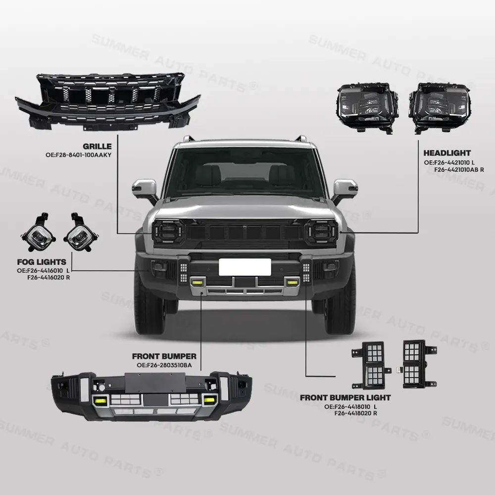 Bán buôn tùy chỉnh Led Đèn Pha Phụ kiện xe phía trước lưới tản nhiệt Bumper xe T2 body Kit cho jetour T2 phụ kiện