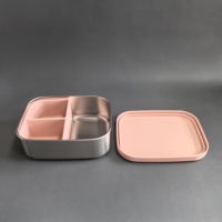 Boîte à lunch divisée en acier inoxydable de qualité alimentaire sans BPA pour tout-petits avec couvercles en silicone anti-fuite OEM/ODM