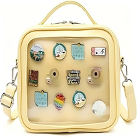 Tas Selempang Kulit PU Mewah Custom dengan Jendela Transparan untuk Menampilkan Pin, Tali Selempang yang Dapat Disesuaikan, Cocok untuk Cosplay, Pesta, Kegunaan Sehari-hari, dan Santai
