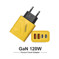 Chargeur 4 ports 120W pour plusieurs appareils, adaptateur 2 PD + 2 QC avec câble de charge rapide 4-en-1, ensemble combiné