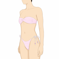 Ensemble de bikini personnalisé en tissu côtelé recyclé avec bandeau perlé, coupe brésilienne ajustable à nouer sur les côtés, double doublure, maillot de bain et tenue de plage pour femme