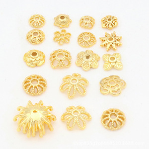 DIY copper-plated 18K gold color-preserving flower <b>holder</b> with hollowed-out petals, petal spacers, beaded flower <b>hat</b> C02 - Product Image 2