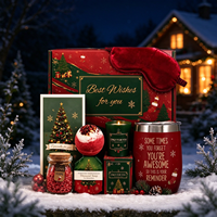 Ensemble cadeau de bain de Noël Anji Newell 9 pièces, expérience spa, souvenir avec savon, bougie, sel de bain et masque pour les yeux pour une utilisation en spa pendant les fêtes
