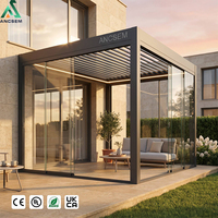 Pergola bioclimatique à lames orientables en aluminium ANCSEM, motorisée, imperméable, résistante au vent, pavillon, balcon, protection solaire extérieure