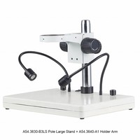 Trinocular Stereo Zoom Microscope W/Dual Gooseneck Lights Industrial Inspection Use 360 Rotatable Head 10x Objective