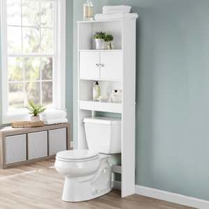 Di legno Sopra Il Wc Bagno risparmiatore Dello <span class=keywords><strong>Spazio</strong></span> mobili, Free Standing MDF o truciolare Mensola del Bagno di Stoccaggio Scaffale Unità - Product Image 1