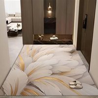 Polyester Crystal Velvet Anti-Slip Floral Feather Rug Carpet Soft Floor Mat Living Room Bedroom Hallway Entryway Home Decor