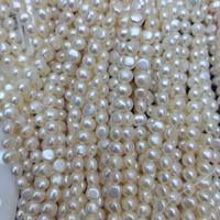 Perles d'eau douce irrégulières de qualité AAA de 5-6 mm, blanches, naturelles, baroques, en vrac, avec trou percé droit