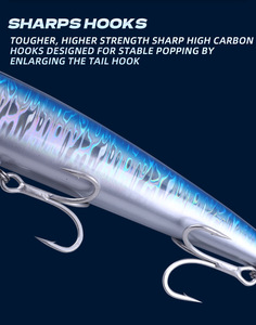 Nuevo <span class=keywords><strong>MISTER</strong></span> LURE suministro de pesca 180/220mm cebo duro 4X anzuelo triple pesca curricán atún señuelo Popper señuelo de pesca cebo - Product Image 4