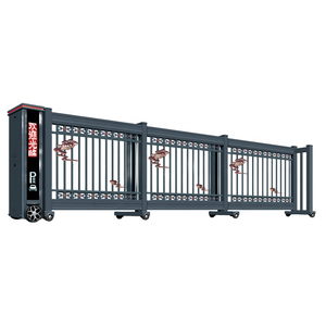 Allée en alliage d'aluminium personnalisée électrique automatique motorisée télescopique extérieur hôtel industriel segmenté porte coulissante télécommande - Product Image 3