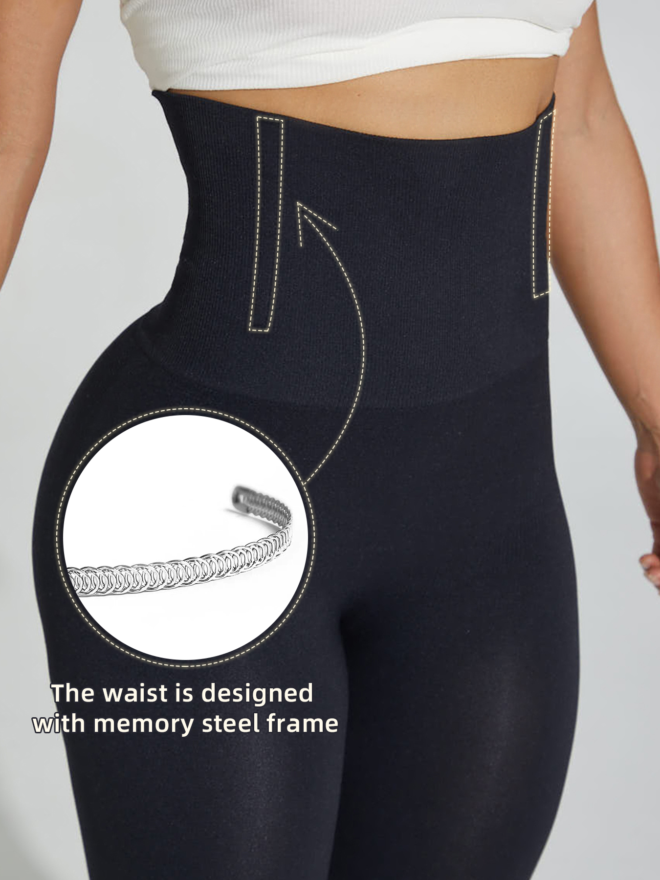 High-Waist Shaping Brief (S1): side profile showing zones and edge stability