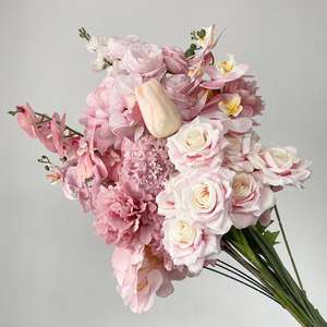 Orchidée Phalaenopsis artificielle de mariage rose fausse fleur Arrangement de salle de mariage et décoration de bouquet fleurs en soie - Product Image 1