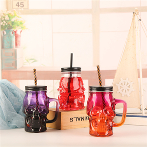 الثقيلة على شكل جمجمة زجاج زجاجة الجمجمة ميسون كوب زجاجي ميسون كوب مع غطاء - Product Image 5