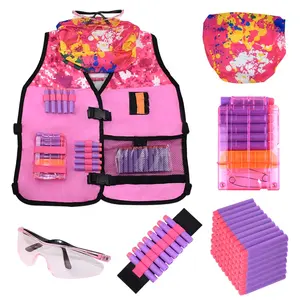 2021 best seller pink Girls Tactical Vest Kit with Refill Darts Reload Clips bandana Wrist Band Protective Glasses