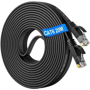 1m Cat6 UTP tembaga 32AWG kabel Ethernet dengan konektor RJ45 kabel Patch jaringan datar untuk komunikasi komputer