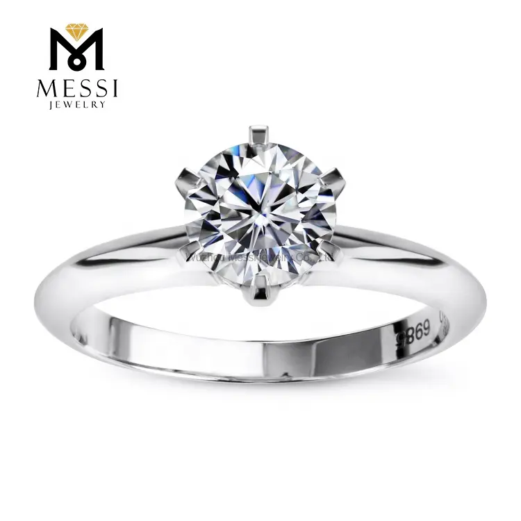 Messi Schmuck Klassische Hochzeit Ring 6,5mm Ein Karat 18K Gold Moissanite Ring