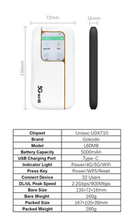 5g để nsa Nano Sim unisoc V510 <span class=keywords><strong>Modem</strong></span>,Mini Túi <span class=keywords><strong>Wifi</strong></span>, di động di động hotspot Wi-Fi trong nhà wifi6 Router 6000mAh - Product Image 6