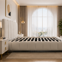 Usine de meubles chinoise, cadre de lit en tissu bouclé sur mesure, lit à bulles, vente en gros, taille King Queen, lit double pour chambre à coucher