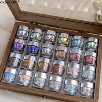 Set de 24 Colores de Polvo para Uñas Aurora Moonlight con Efecto Brillante para Manicura, Diseño DIY, Polvo de Espejo Premium para Uñas