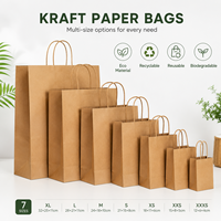 Sacs en papier kraft brun personnalisés avec logo imprimé, recyclés et économiques, pour l'emballage d'épicerie, avec poignées