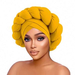 Turban africain extensible en polyester uni pour femmes, idéal pour l'extérieur - Product Image 1
