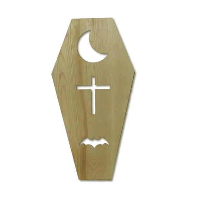 Unfinished DIY Cut Out Pieces,Coffin Signs Plaques,Wooden Canvas Frames Trays for for Halloween Christmas Party Decoration