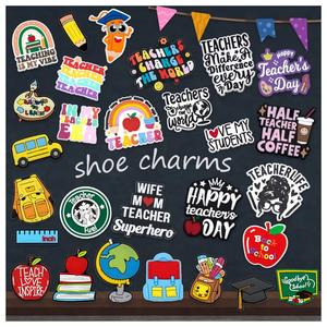 Nuevas llegadas Diseñador Universidad Volver a la escuela Zapatos Encantos Feliz Día del maestro Decoración para zapatos Zapatillas a granel - Product Image 1