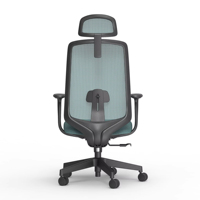 Chaise de bureau ergonomique pivotante pour manager, dossier haut, maille verte, hauteur réglable, cadre noir